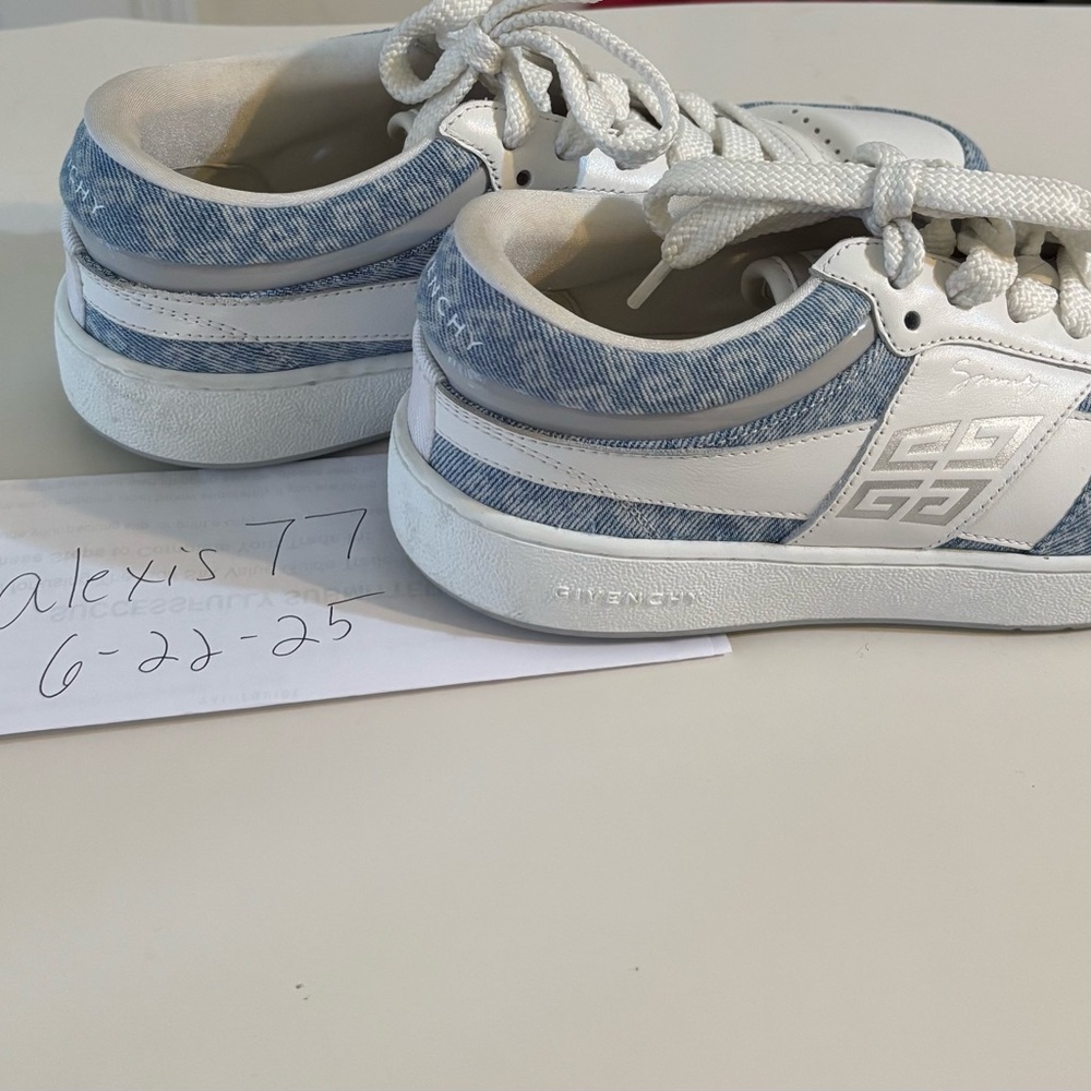 Givenchy Denim Blue and White Low-Top Sneakers